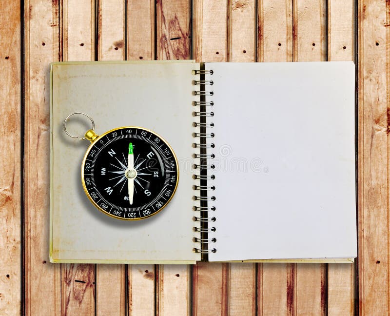 Compass and old notebook