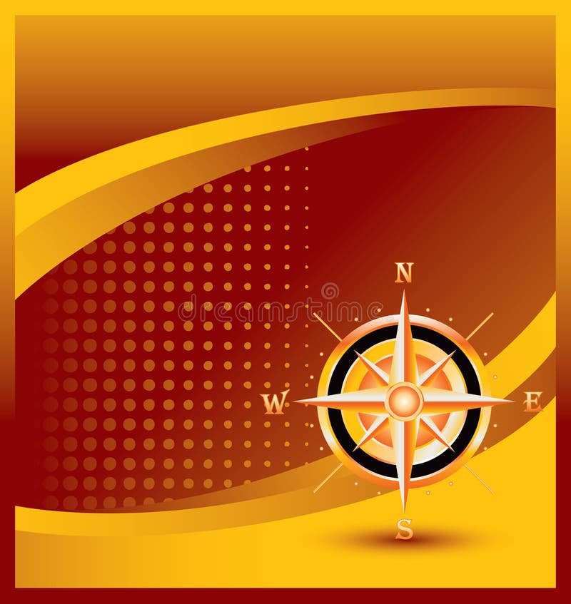 Compass on orange halftone banner template