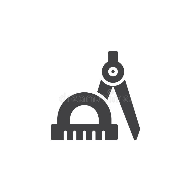 Compass and protractor vector icon stock illustration