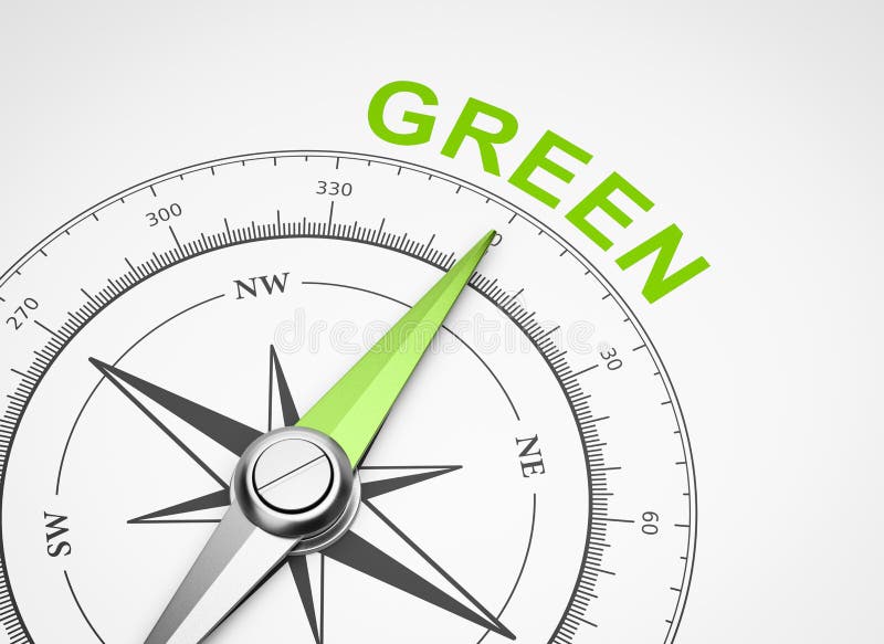 Compass on White Background, Green Concept Stock Illustration