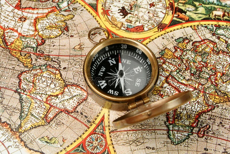 Compass & world map royalty free stock photos Compass & world map royalty free stock photos