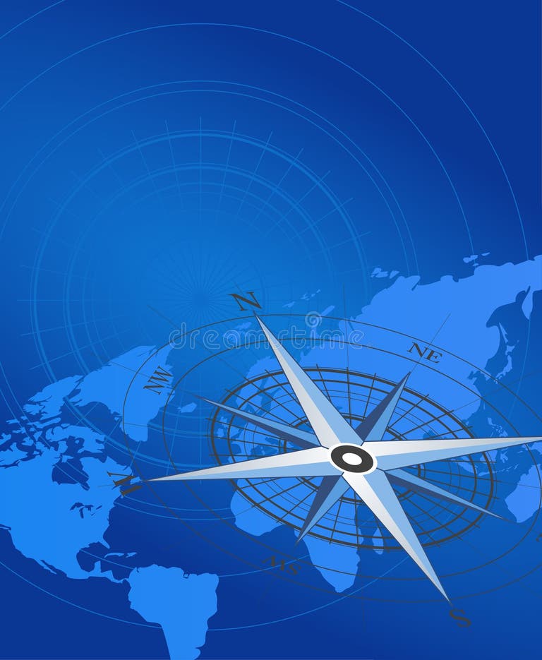 Blue Compass World Map Stock Illustrations 2,896 Blue Compass World
