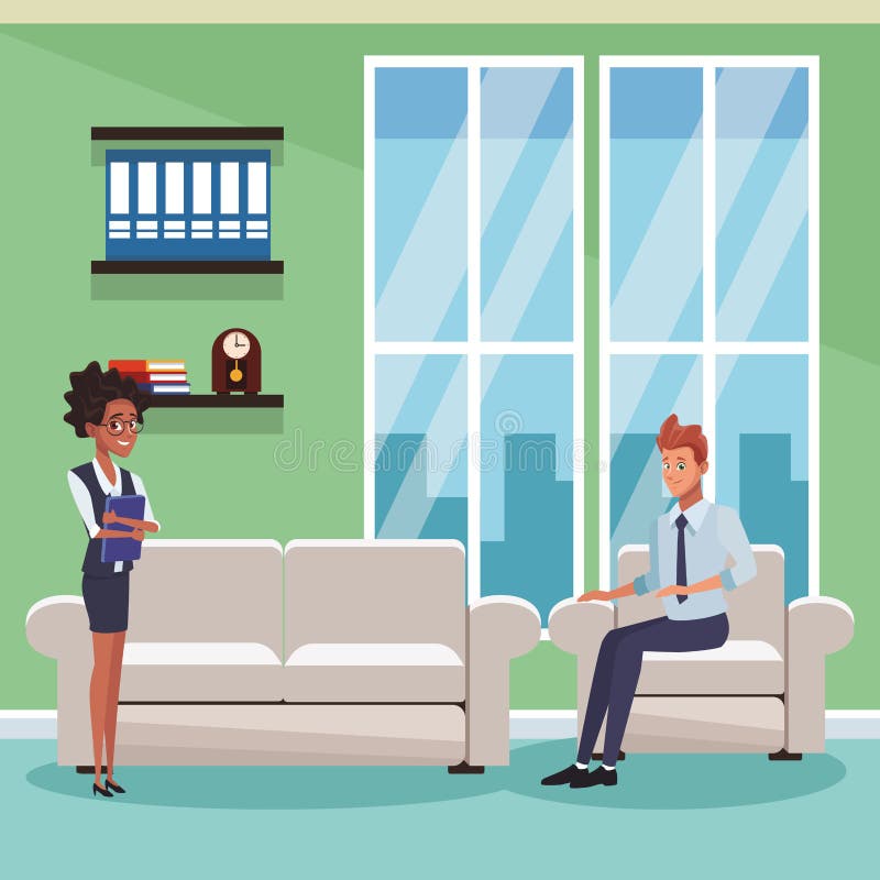 Compañeros de trabajo del negocio en la oficina ilustración del vector Compañeros de trabajo del negocio en la oficina ilustración del vector