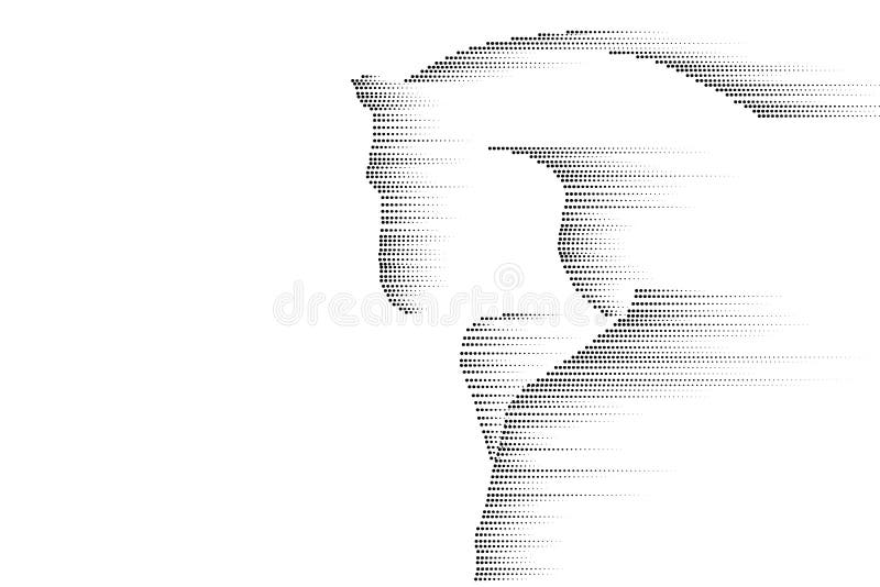 Racing galloping running horse. Abstract black sketch design isolated on white. Mustang silhouette line point dots fast speed concept vector illustration art. Racing galloping running horse. Abstract black sketch design isolated on white. Mustang silhouette line point dots fast speed concept vector illustration art