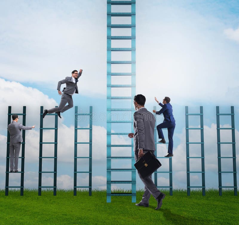 Competition concept with businessman beating competitors royalty free stock image