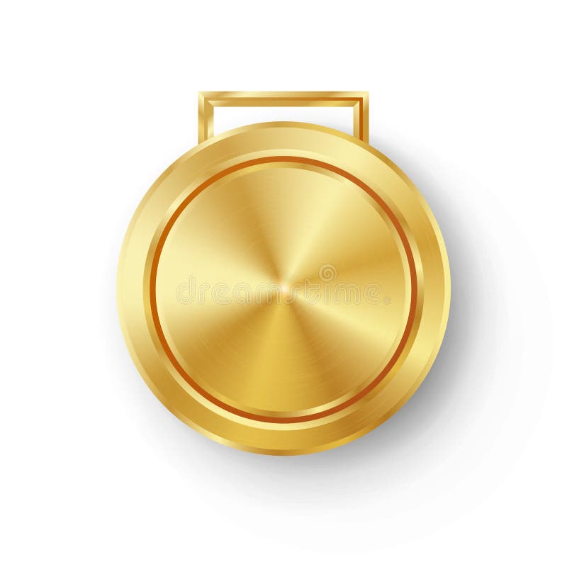Competition Games Golden Medal Template Vector. Realistic Circle Geometric Badge. Technology Perforated Metal Texture. Gold. Sport vector illustration Competition Games Golden Medal Template Vector. Realistic Circle Geometric Badge. Technology Perforated Metal Texture. Gold. Sport vector illustration