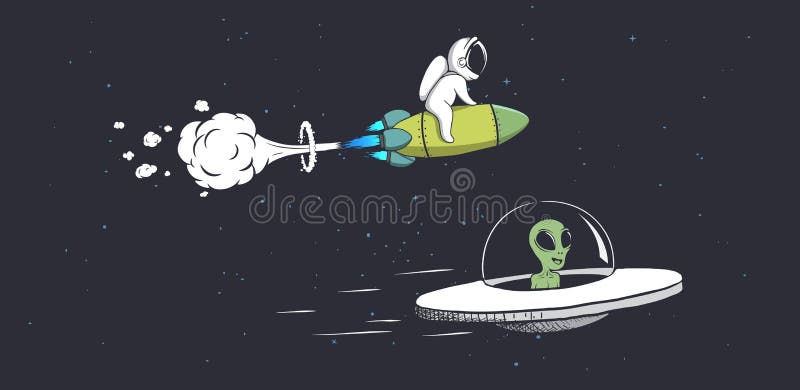 Competitions alien and astronaut stock illustration