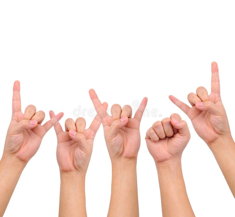 Compilation of Different Hand Signs Stock Image Image of language