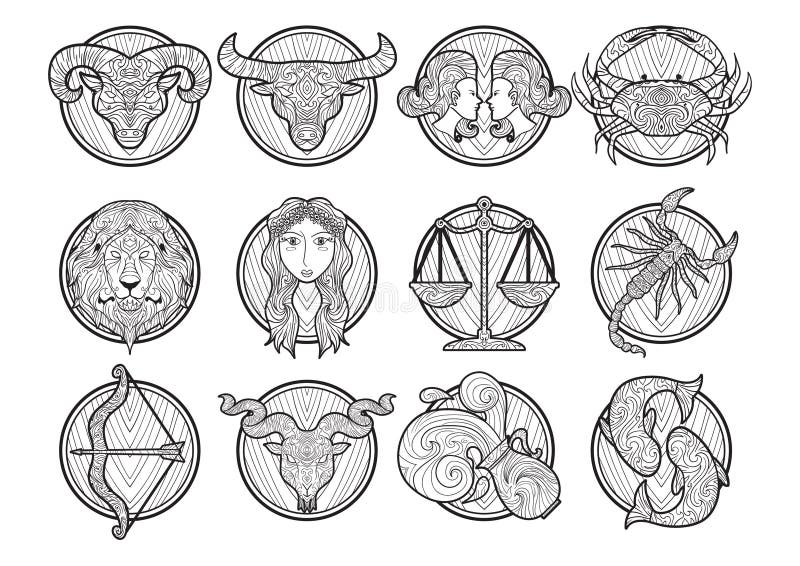 Compilation of Horoscope. Vector Illustration Decorative Design Stock ...