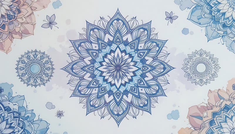 Complet albastru Mandala Design Wallpaper model de artă fundal royalty free illustration
