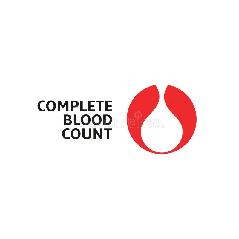 Complete blood count, white blood drop in red round, vector abstract logo.