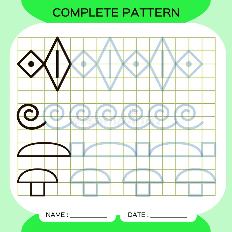 Repeat Pattern. Tracing Lines Activity, Special for Preschool Kids