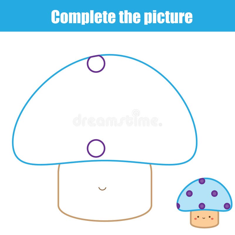 Premium Vector | Handwriting practice sheet with cute mushroom for kids