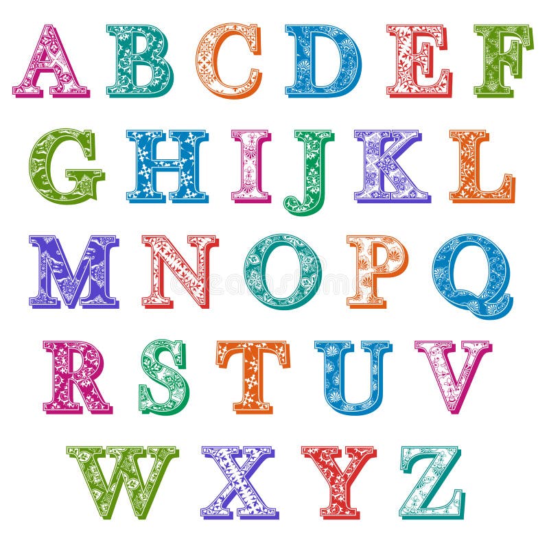 Complete Set Colorful Patterned Alphabet Letters Stock Vector ...