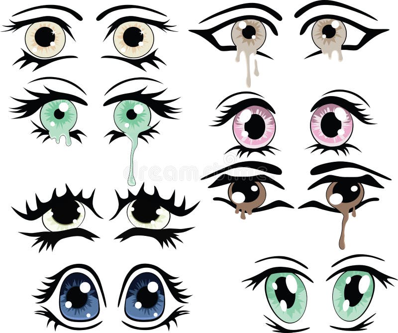 The Complete Set of the Drawn Eyes Stock Vector - Illustration of ...