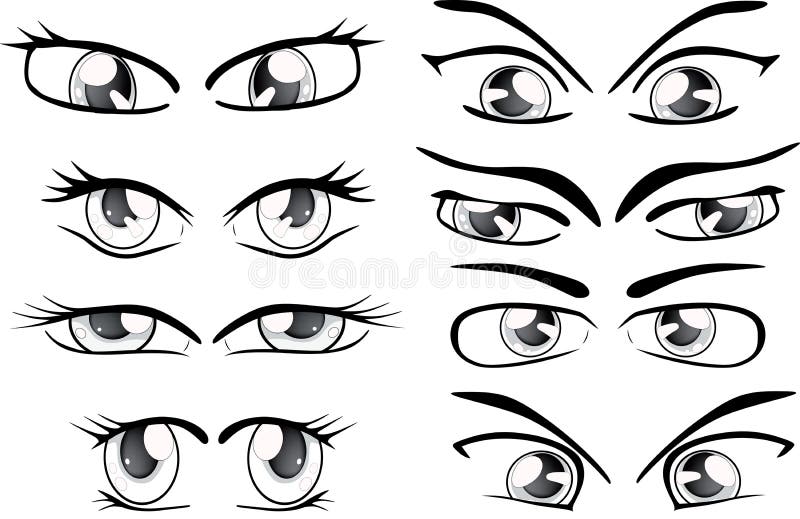 The Complete Set of the Drawn Eyes Stock Vector - Illustration of human ...