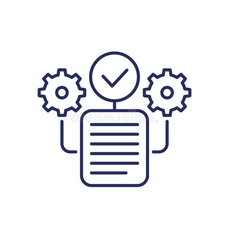 Completed project line icon, vector stock illustration