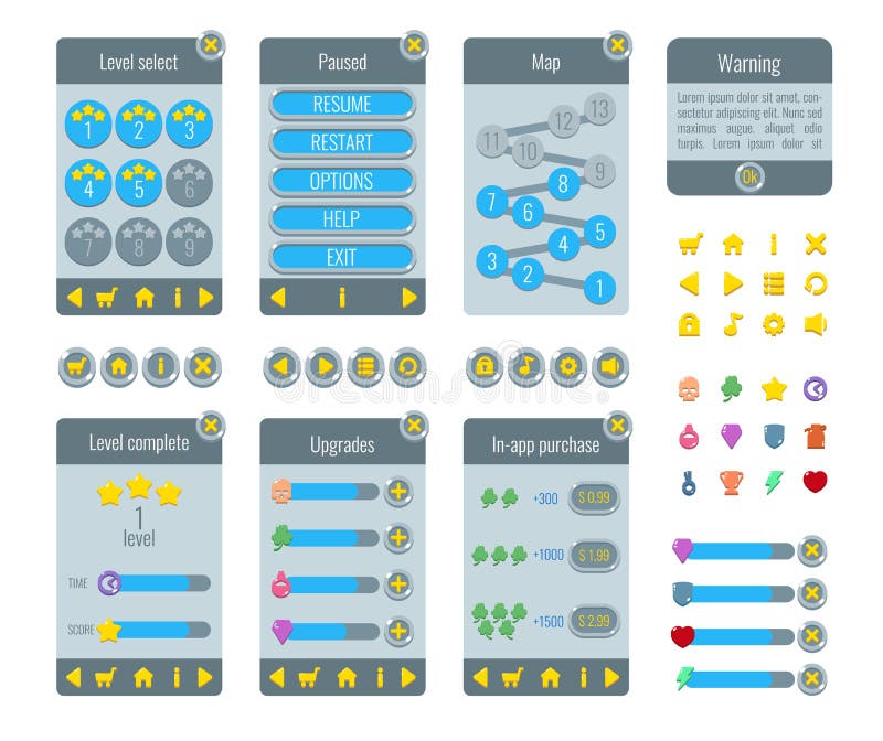 Completi il menu del GUI dell'interfaccia grafica illustrazione vettoriale Completi il menu del GUI dell'interfaccia grafica illustrazione vettoriale
