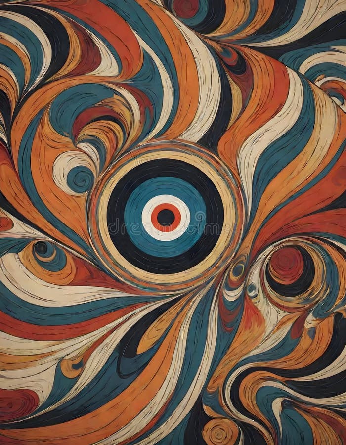 Complex Abstract Artwork with Highly Detailed Swirls Obscuring Concentric Circles, Generative AI vector illustration