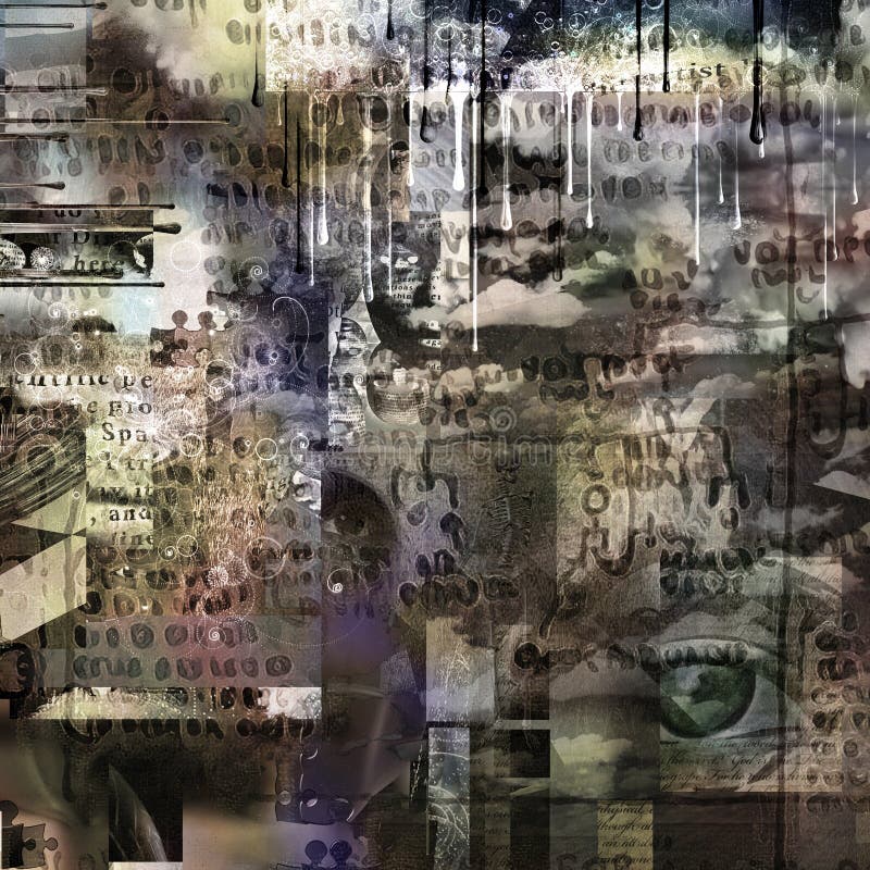 Complex abstract with symbols stock illustration