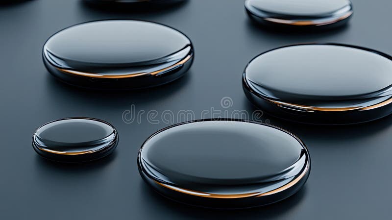 Intricate black abstract shapes arranged on a deep black background in a hyper realistic 3D design created with octane rendering royalty free illustration