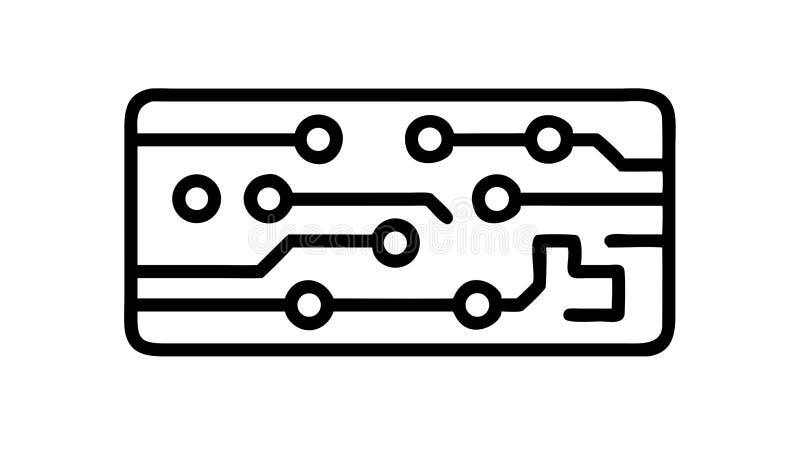 Complex Circuit Board Electronics Outline Vector, vector design Generative AI. An outline vector icon of a complex circuit board with intricate pathways and nodes. Represents advanced electronics, technology, hardware, or complex systems. Useful for tech companies, engineering, or designs related to detailed electronic components. Shows detailed electronic traces and connections, vector design Generative AI