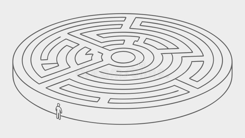 Complex circular maze puzzle game line art vector illustration, vector design Generative AI stock illustration