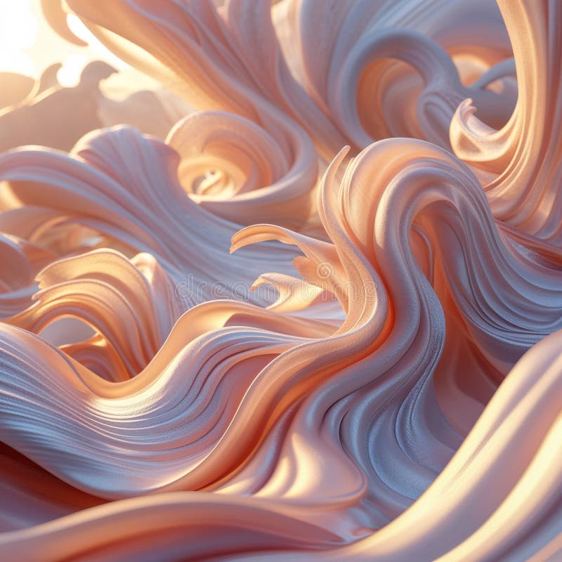 Complex 3D shapes blend seamlessly, creating an abstract landscape characterized by gentle curves and soft hues. The int stock illustration