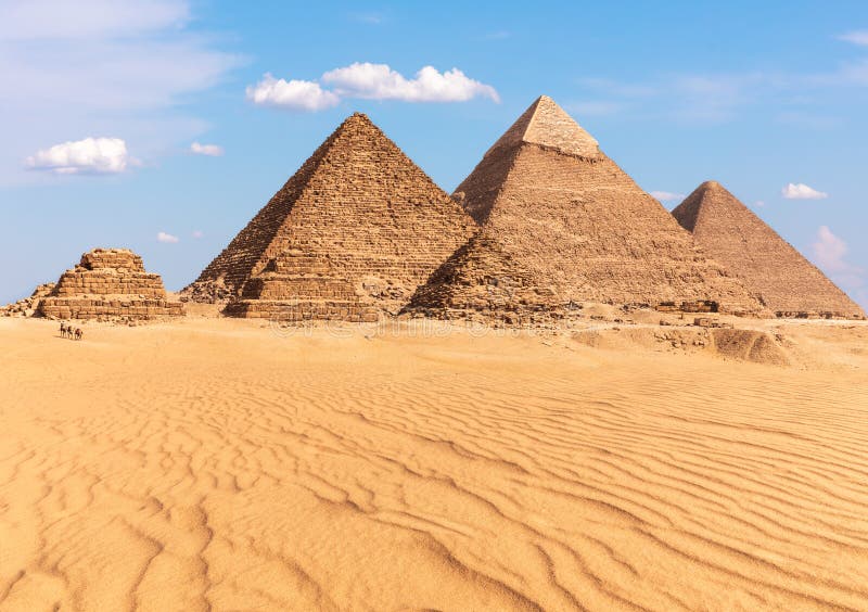 Giza Pyramids, View on the Pyramid of Khafre in a Sunny Desert Stock ...