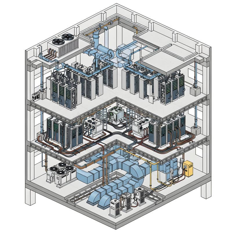 Complex industrial processing plant royalty free illustration