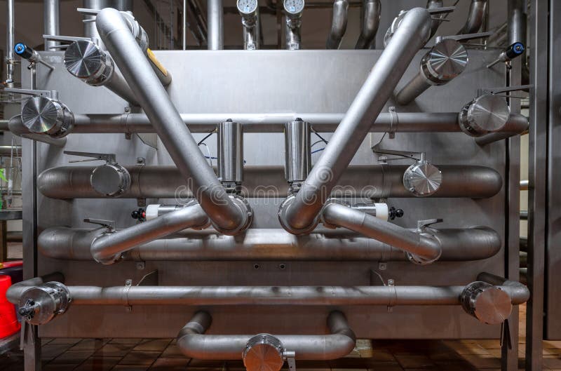 Heavy duty steel pipelines for pumping liquids. royalty free stock images
