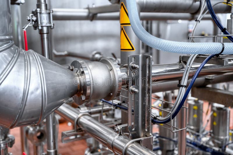Heavy duty steel pipelines for pumping liquids. royalty free stock photos
