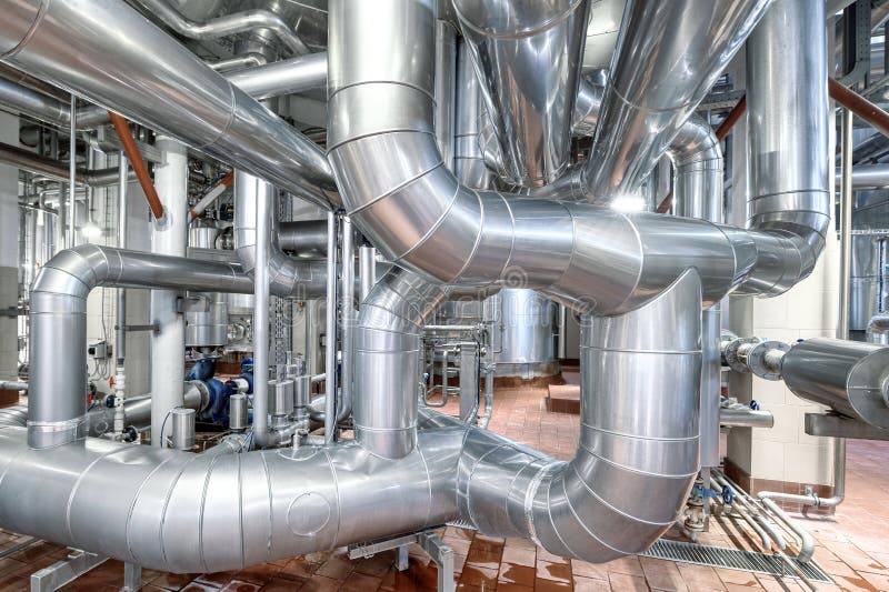 Heavy duty steel pipelines for pumping liquids. royalty free stock images