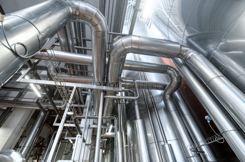 Heavy duty steel pipelines for pumping liquids. royalty free stock images