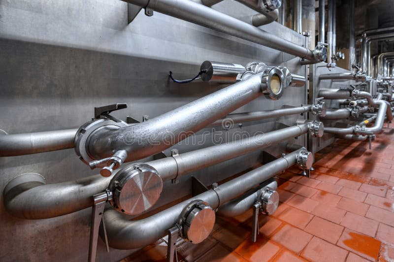 Heavy duty steel pipelines for pumping liquids. royalty free stock photos