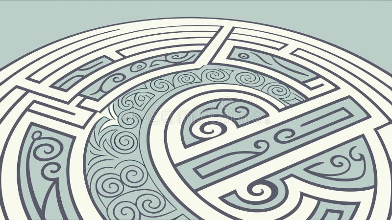 Complex maze puzzle pattern intricate lines challenge solution game vector design Generative AI royalty free illustration