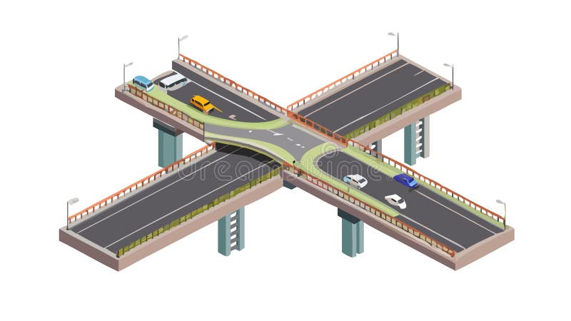 Complex Multi-Level Highway Interchange Crossroads Vector, vector design Generative AI vector illustration