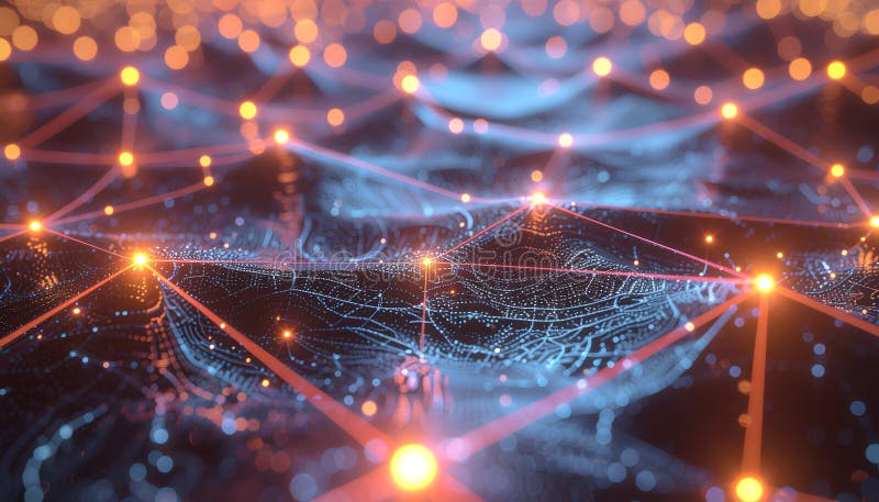 Abstract Neural Network Background (Brain Signals) royalty free illustration