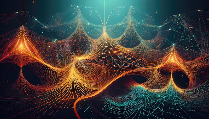 Complex Network of Lines and Shapes A Dynamic, Mesmerizing Visual Puzzle in Abstract Artistry, Emanating an Enigmatic Energy and royalty free illustration