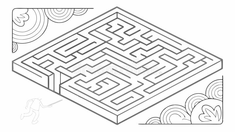 Complex Outline Geometric Maze Structure, vector design Generative AI royalty free illustration