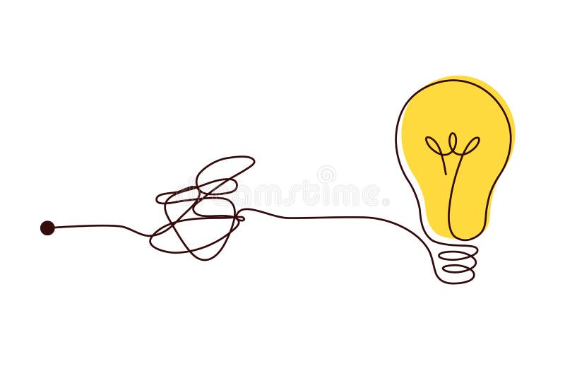 Complex scribble lines knot simplified into light bulb. royalty free illustration