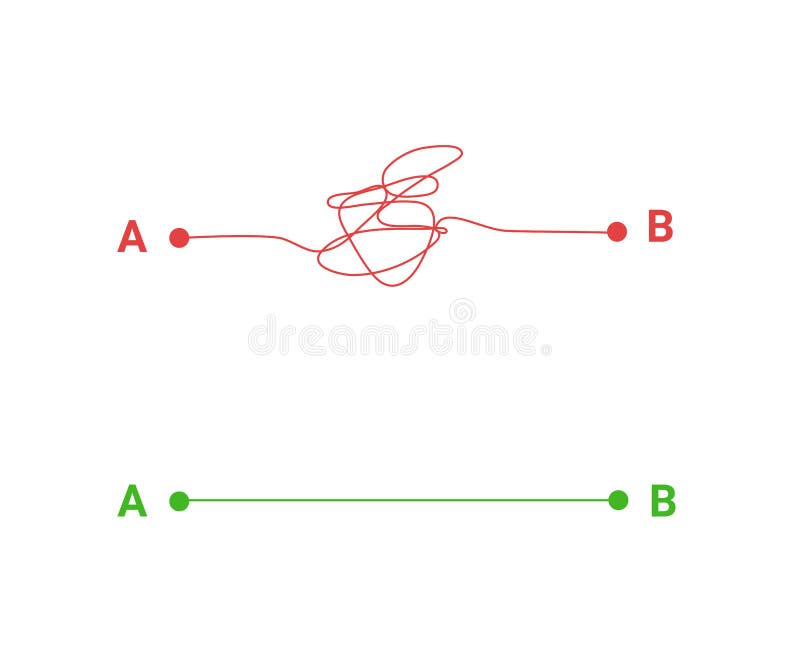 Complex and simple way - scribble line knot for chaos and problem solution concept. stock illustration