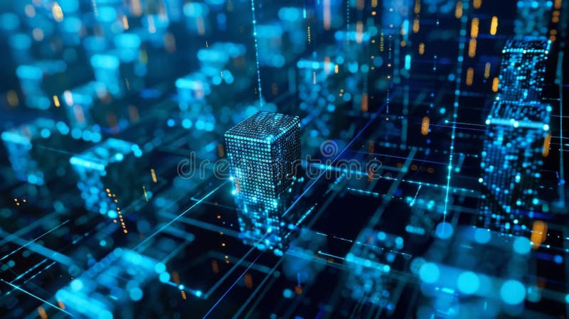 A complex web of blocks and lines representing the intricate nature of blockchain data royalty free stock image