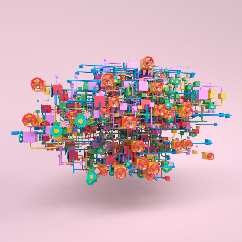 Complex workflow network diagram stock illustration