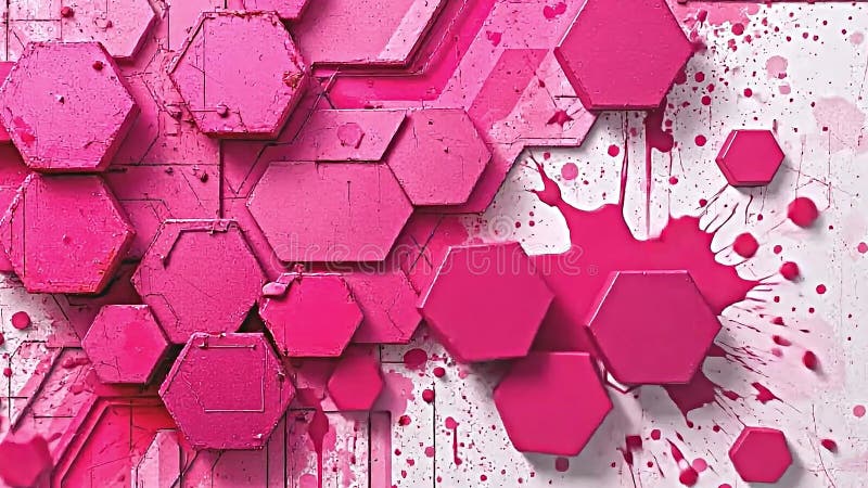 Complexe conception géométrique rose abstraite hexagones se chevauchant d'une manière ludique fond texturé avec mosaïque Génératio illustration libre de droits