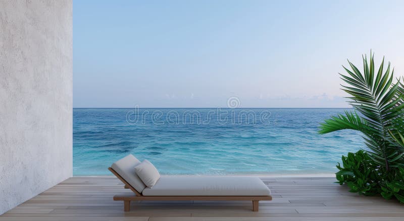 Complexe de plage tropicale avec vue sur l'océan illustration libre de droits