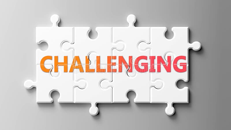 Complexe difficile comme un puzzle - représenté par un mot Challenger sur un puzzle pièces pour montrer que Challenging peut être