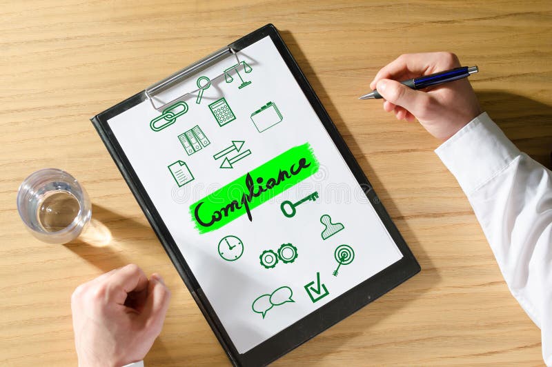 Compliance concept on a desk stock illustration Compliance concept on a desk stock illustration