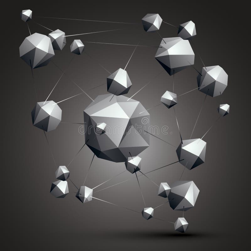 Download Complicated Abstract Grayscale 3D Shapes, Vector Digital Object. Stock Vector - Image: 54997409