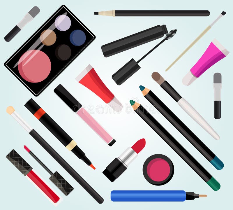 Componga los cosméticos Ilustración del vector Estilo plano stock de ilustración Componga los cosméticos Ilustración del vector Estilo plano stock de ilustración